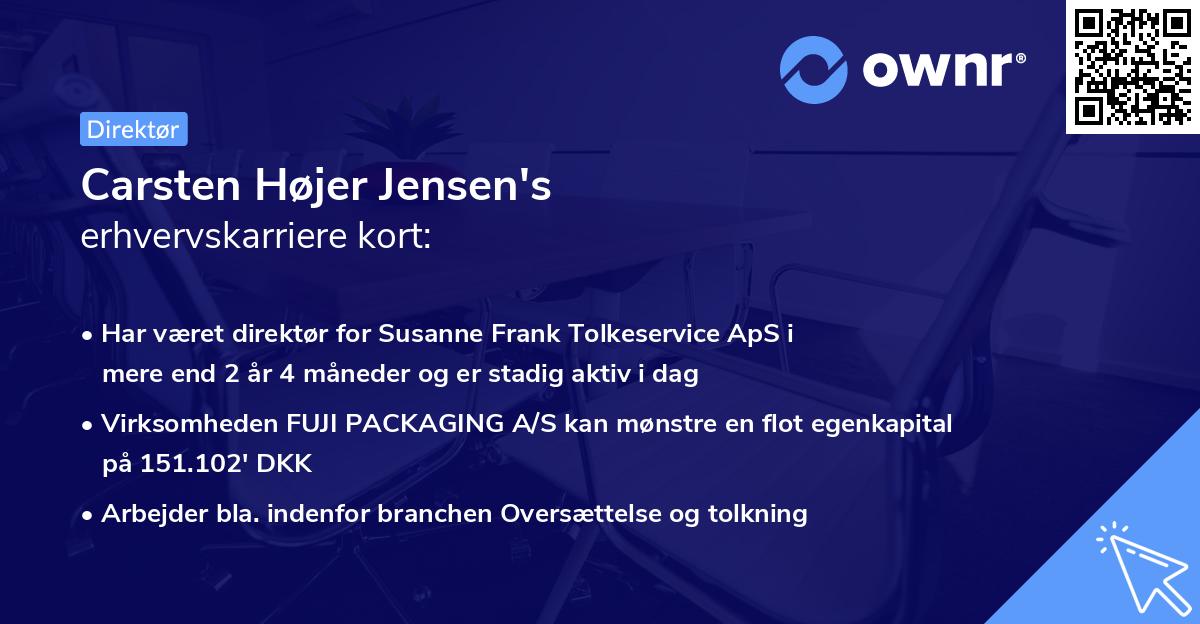 Carsten Højer Jensen's erhvervskarriere kort
