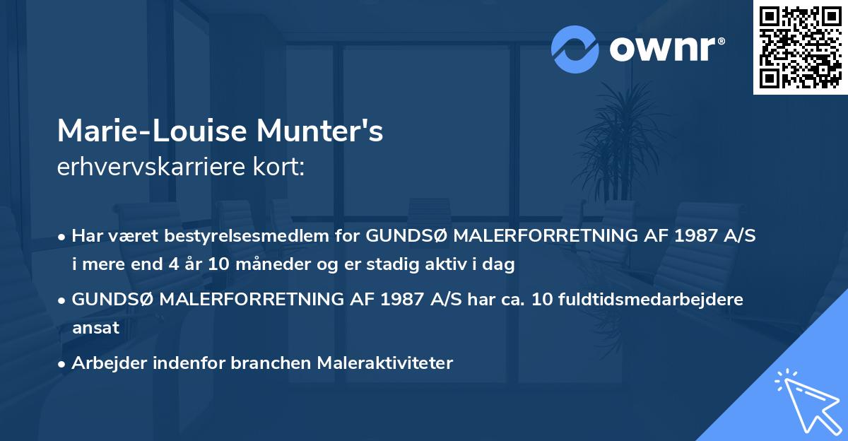 Marie-Louise Munter's erhvervskarriere kort
