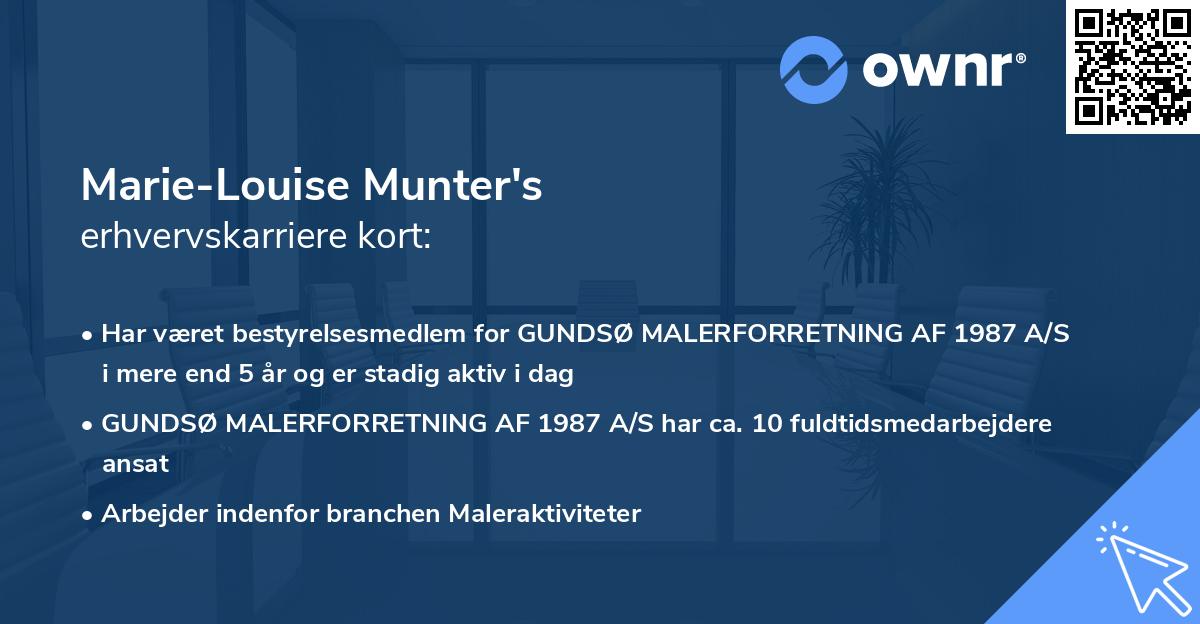 Marie-Louise Munter's erhvervskarriere kort