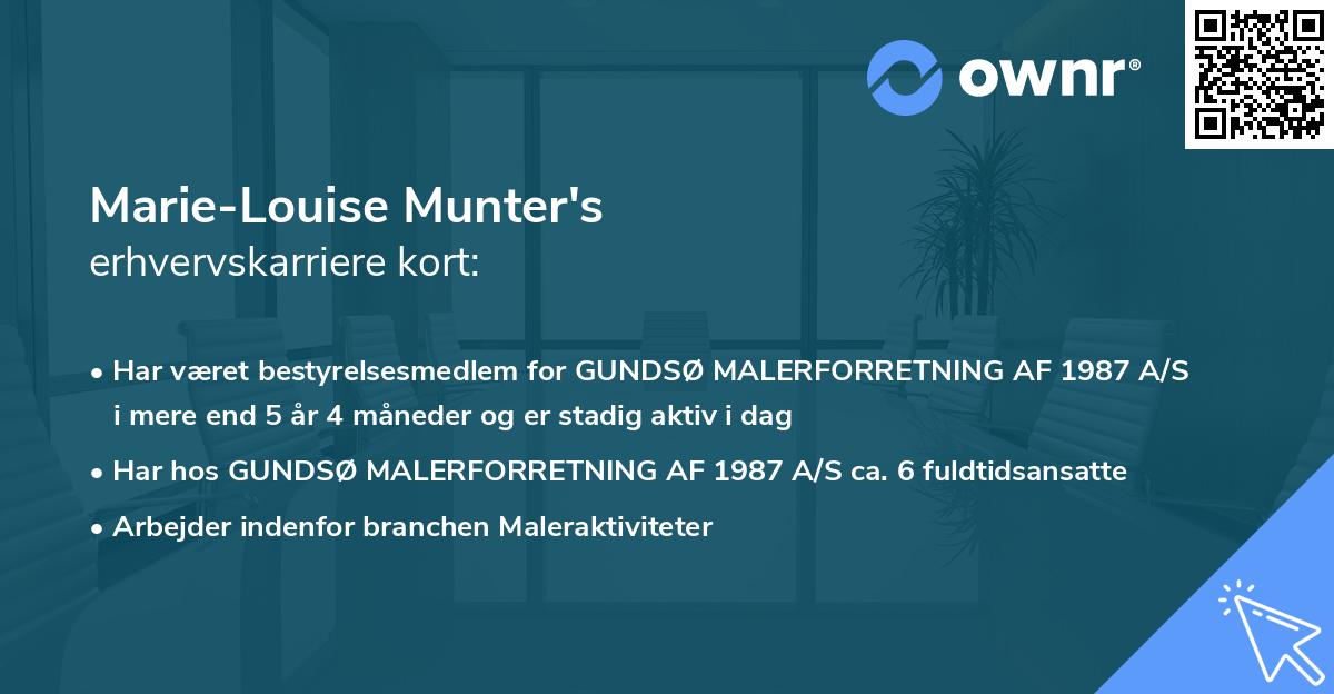 Marie-Louise Munter's erhvervskarriere kort