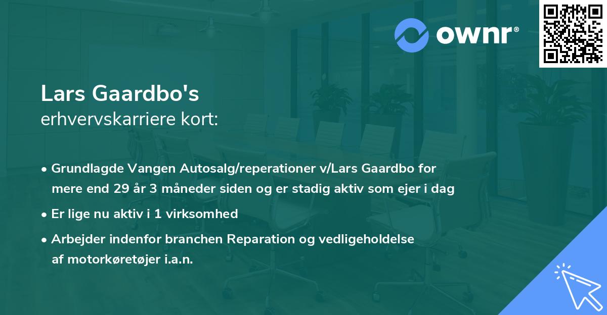 Lars Gaardbo's erhvervskarriere kort