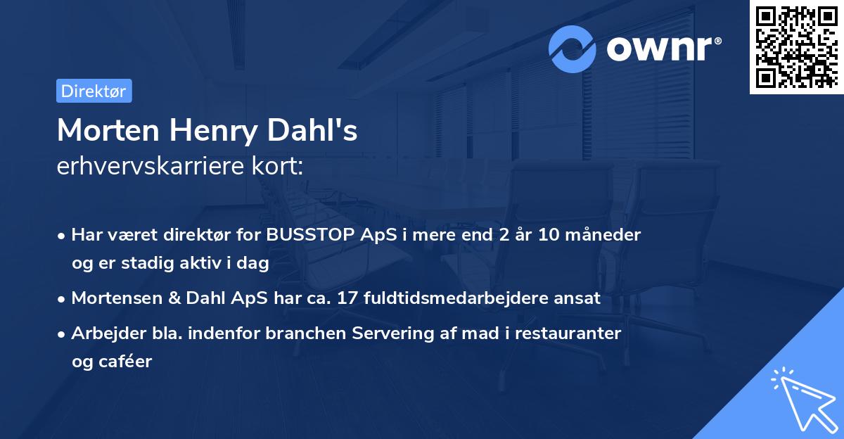 Morten Henry Dahl's erhvervskarriere kort
