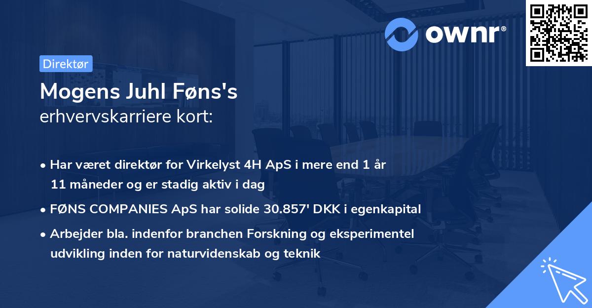 Mogens Juhl Føns's erhvervskarriere kort