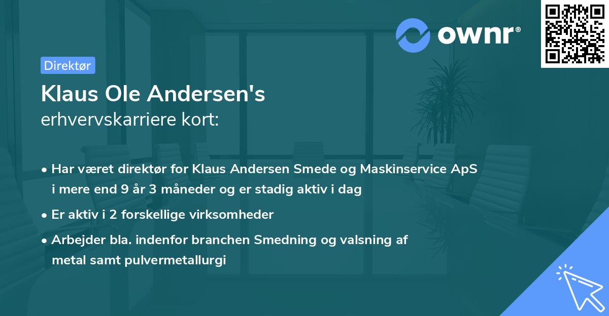 Klaus Ole Andersen's erhvervskarriere kort