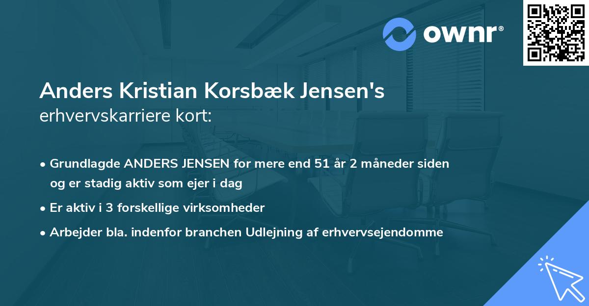 Anders Kristian Korsbæk Jensen's erhvervskarriere kort