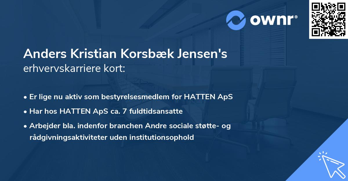 Anders Kristian Korsbæk Jensen's erhvervskarriere kort