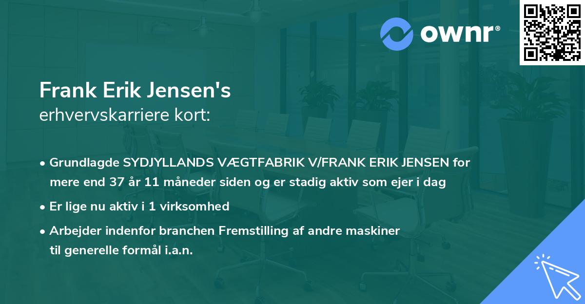 Frank Erik Jensen's erhvervskarriere kort