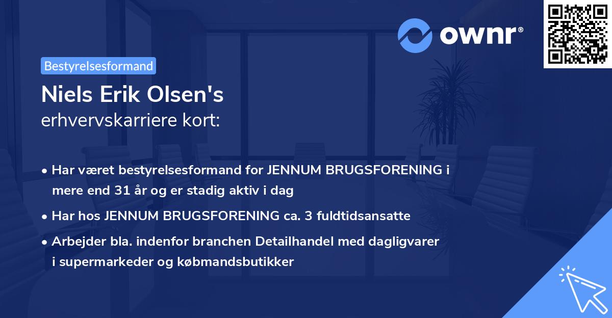 Niels Erik Olsen's erhvervskarriere kort