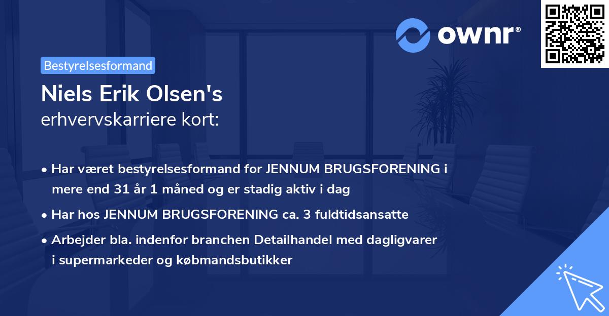 Niels Erik Olsen's erhvervskarriere kort