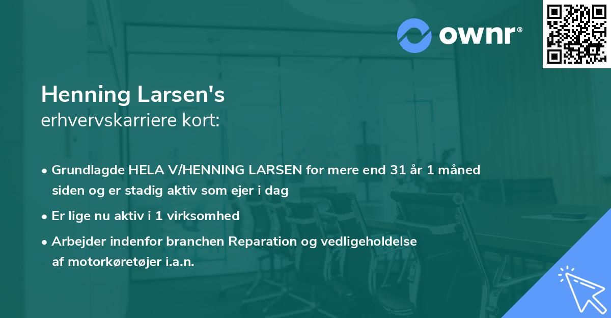 Henning Larsen's erhvervskarriere kort