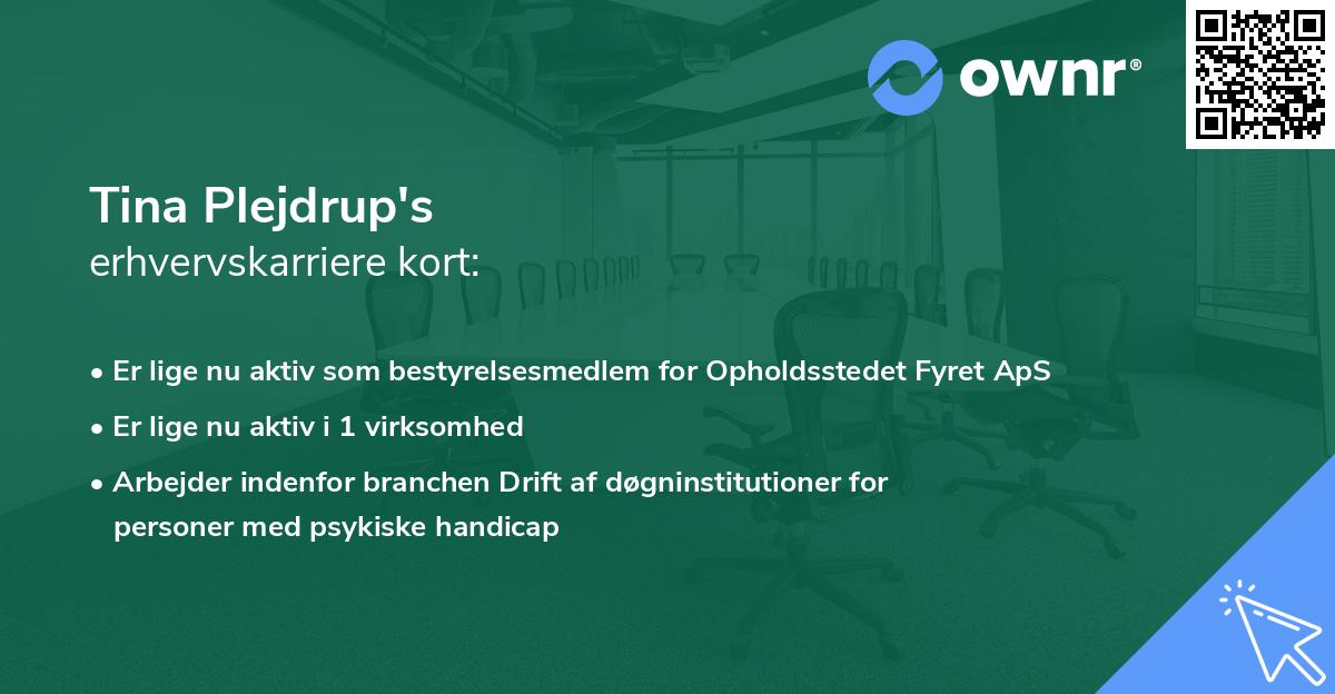 Tina Plejdrup's erhvervskarriere kort