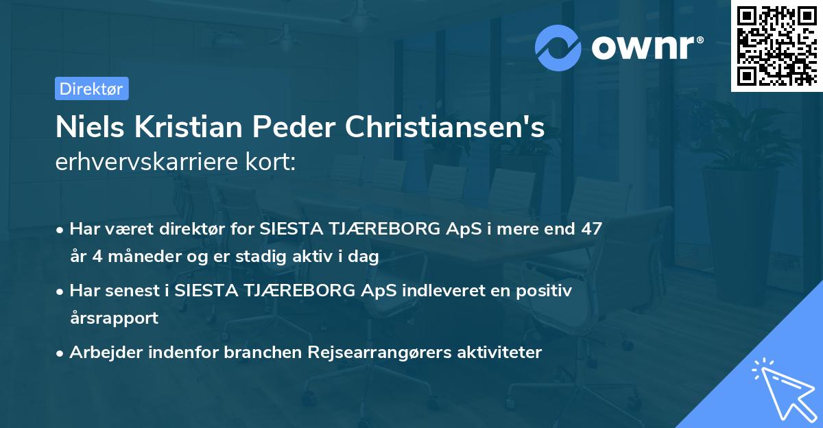 Niels Kristian Peder Christiansen's erhvervskarriere kort