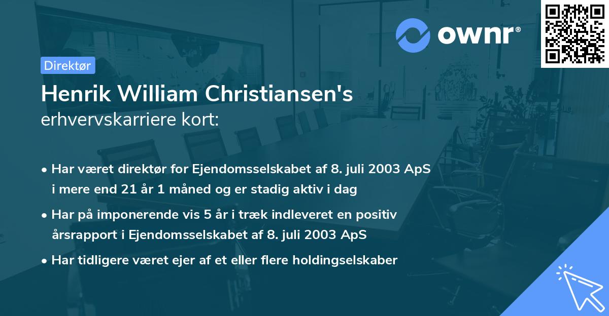 Henrik William Christiansen's erhvervskarriere kort