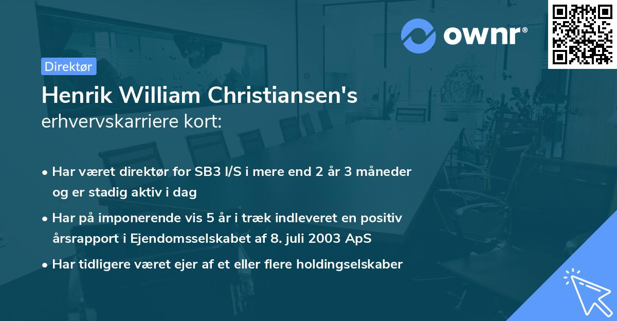 Henrik William Christiansen's erhvervskarriere kort