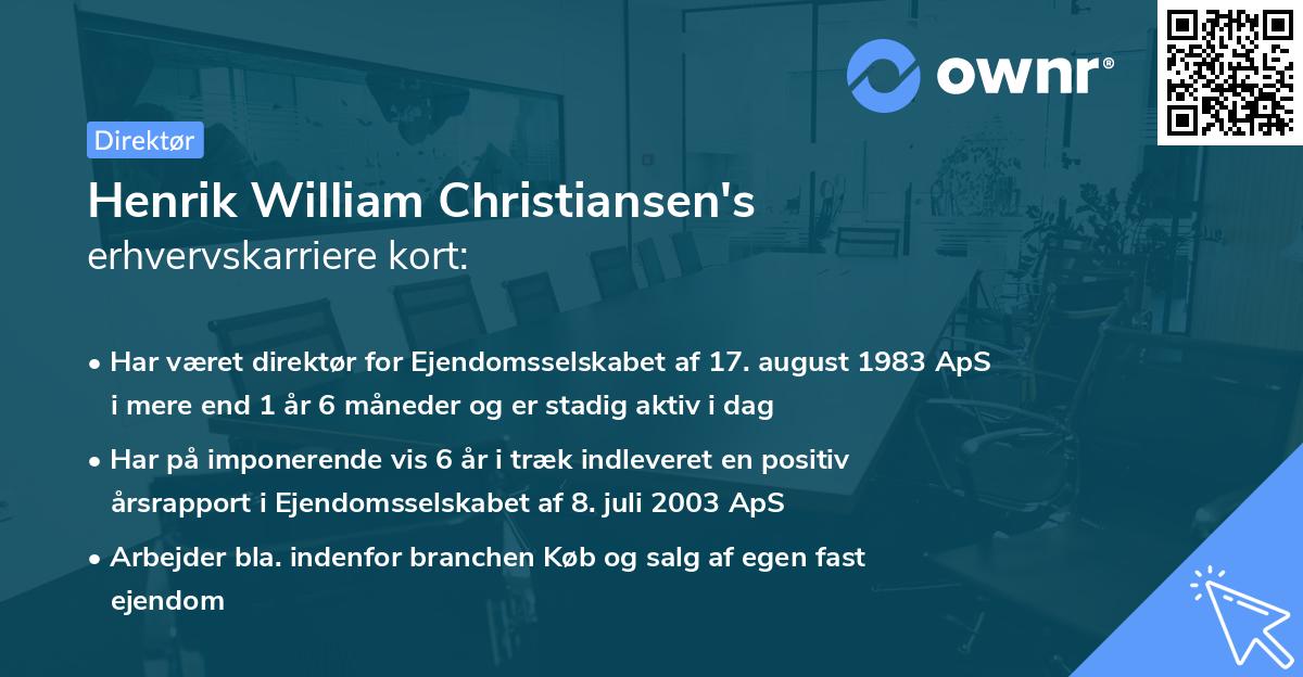 Henrik William Christiansen's erhvervskarriere kort