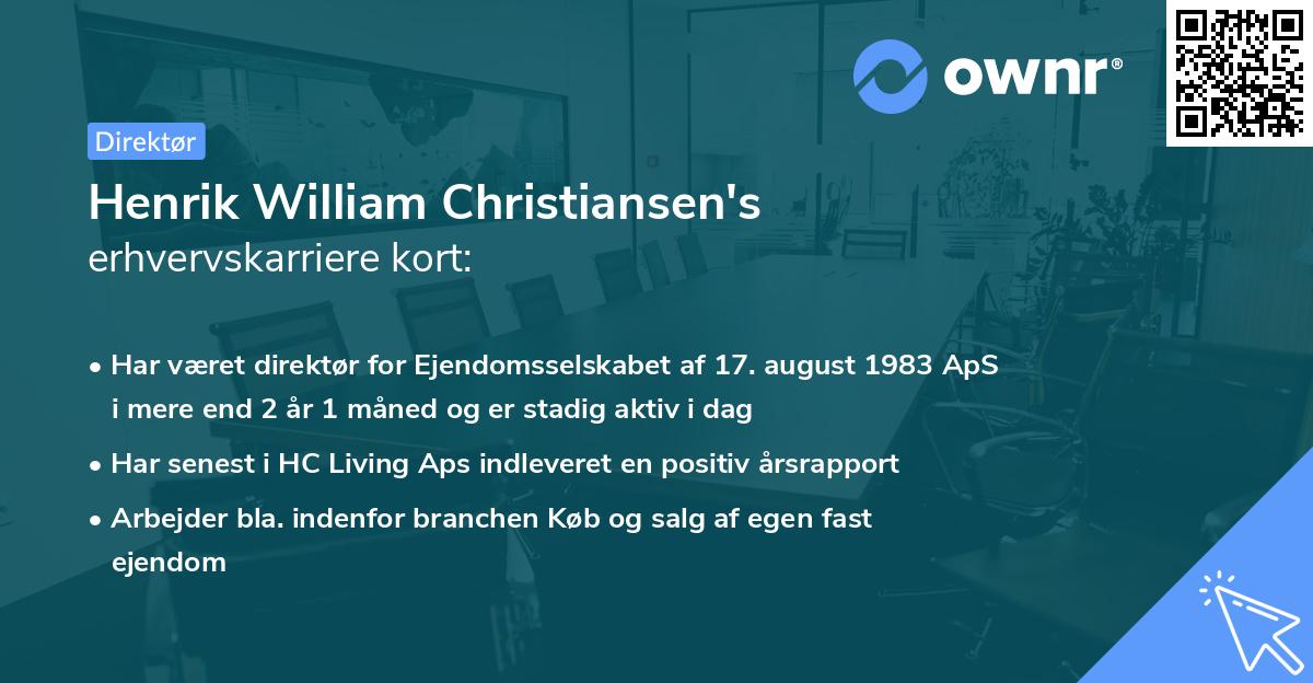 Henrik William Christiansen's erhvervskarriere kort