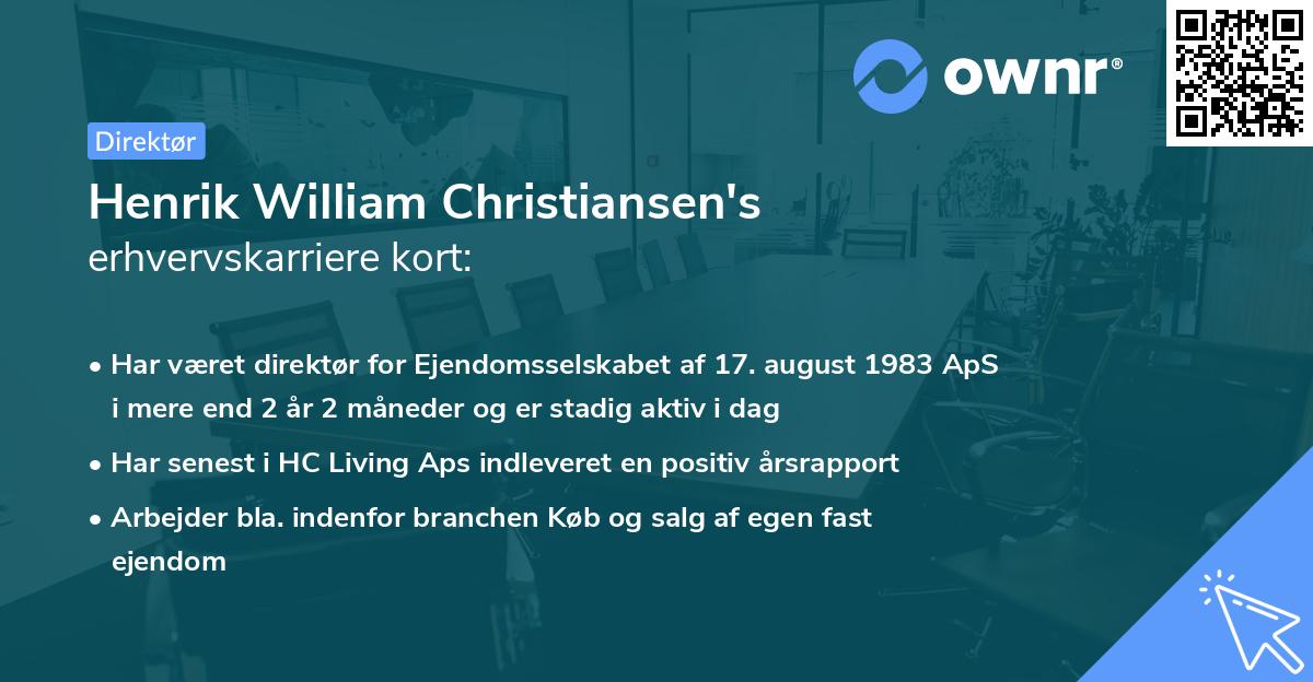 Henrik William Christiansen's erhvervskarriere kort