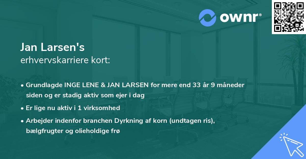 Jan Larsen's erhvervskarriere kort