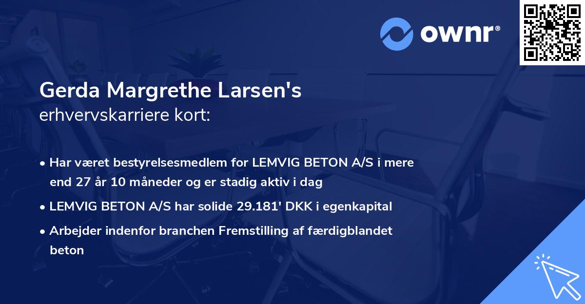 Gerda Margrethe Larsen's erhvervskarriere kort
