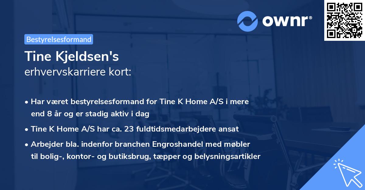 Tine Kjeldsen's erhvervskarriere kort