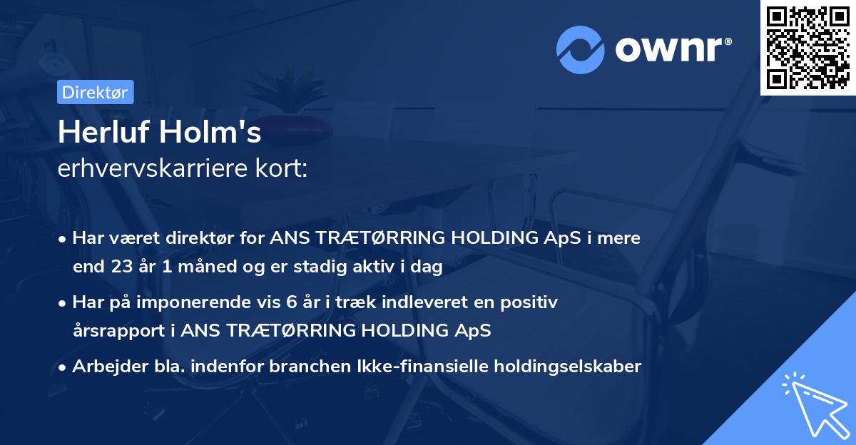 Herluf Holm's erhvervskarriere kort