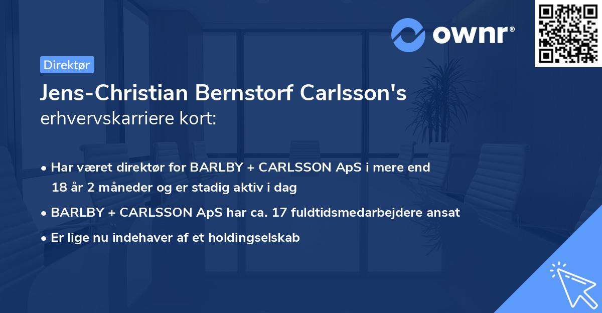 Jens-Christian Bernstorf Carlsson's erhvervskarriere kort