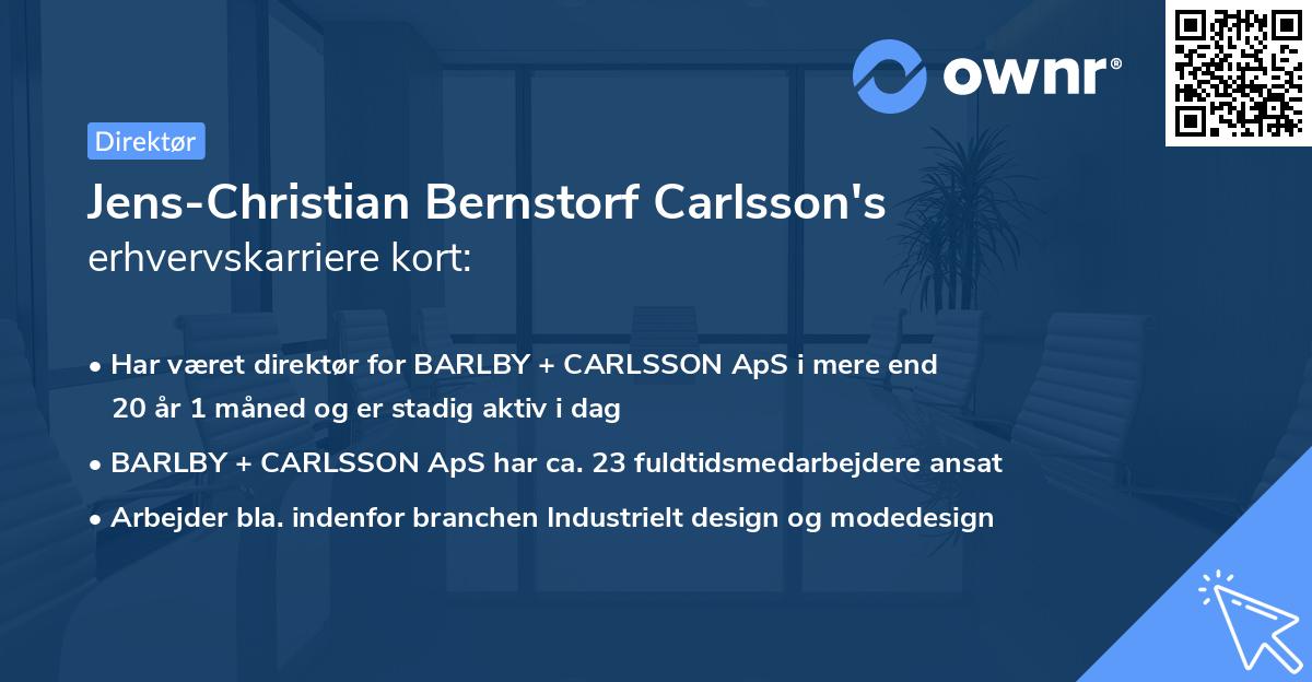 Jens-Christian Bernstorf Carlsson's erhvervskarriere kort