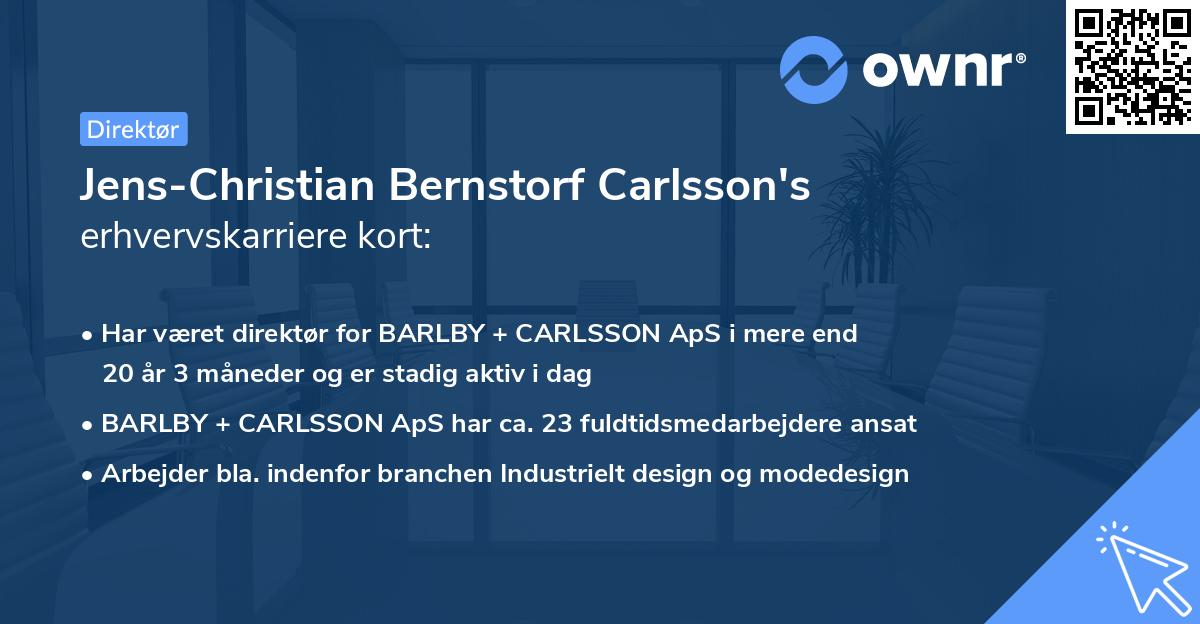Jens-Christian Bernstorf Carlsson's erhvervskarriere kort