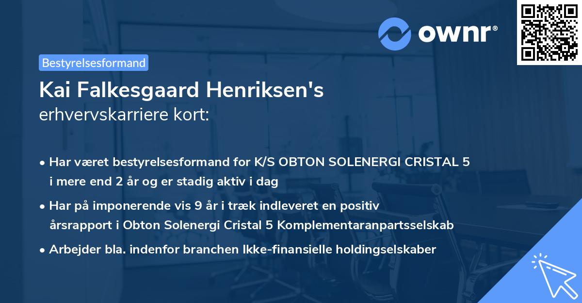 Kai Falkesgaard Henriksen's erhvervskarriere kort