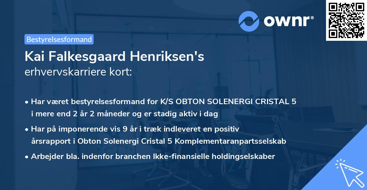 Kai Falkesgaard Henriksen's erhvervskarriere kort