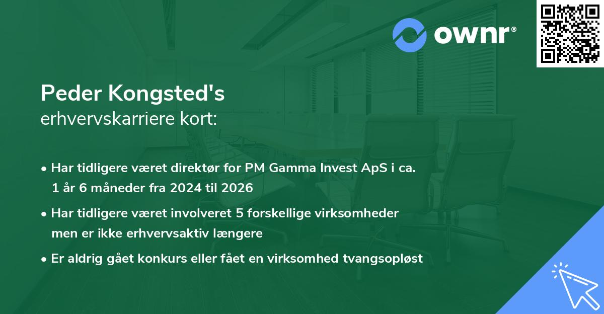 Peder Kongsted's erhvervskarriere kort