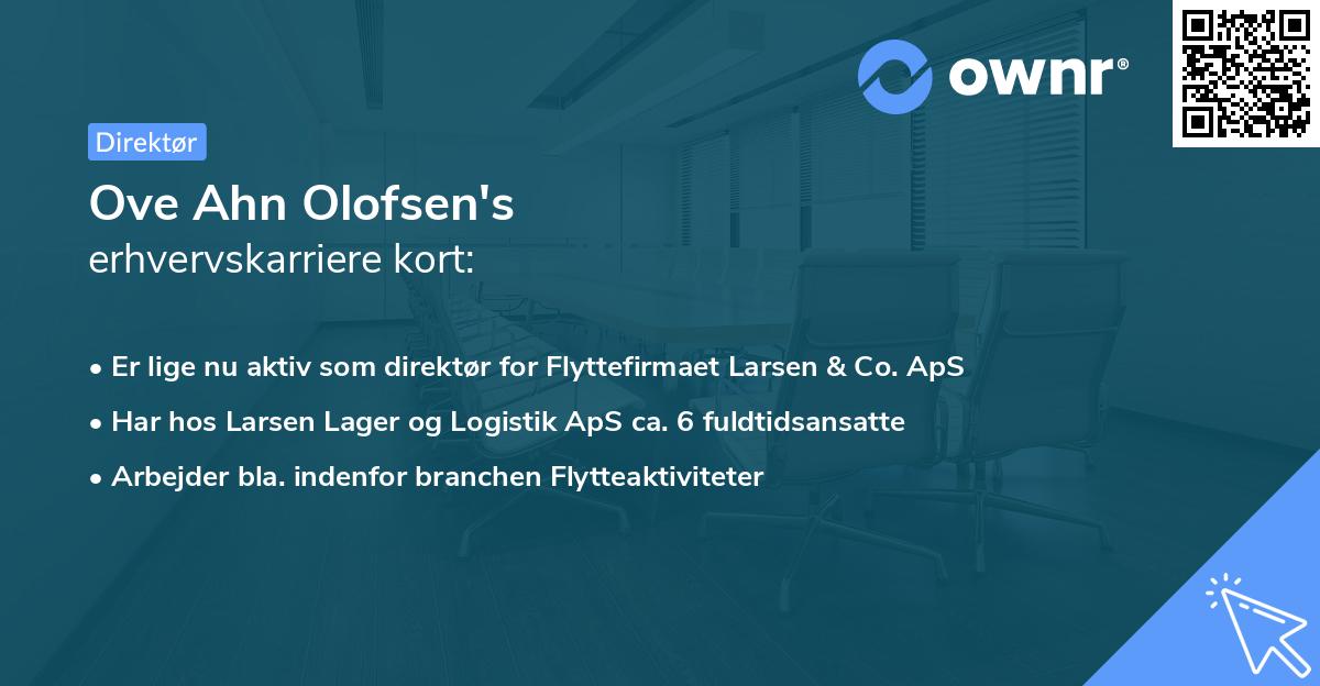 Ove Ahn Olofsen's erhvervskarriere kort