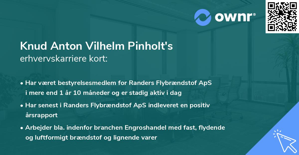 Knud Anton Vilhelm Pinholt's erhvervskarriere kort