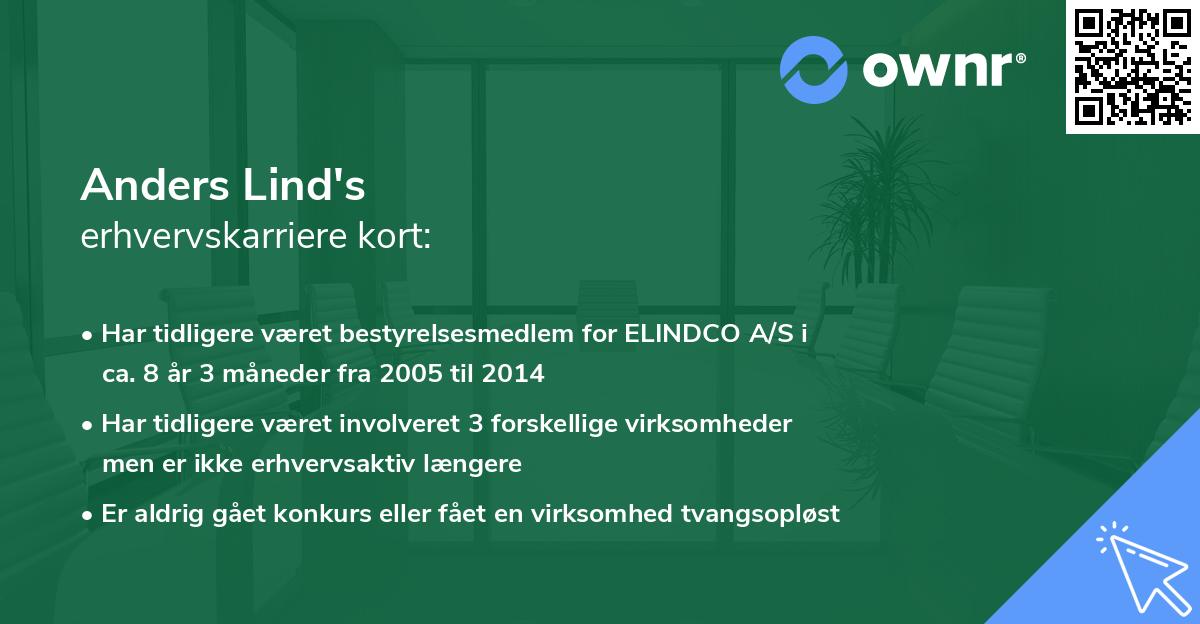 Anders Lind's erhvervskarriere kort