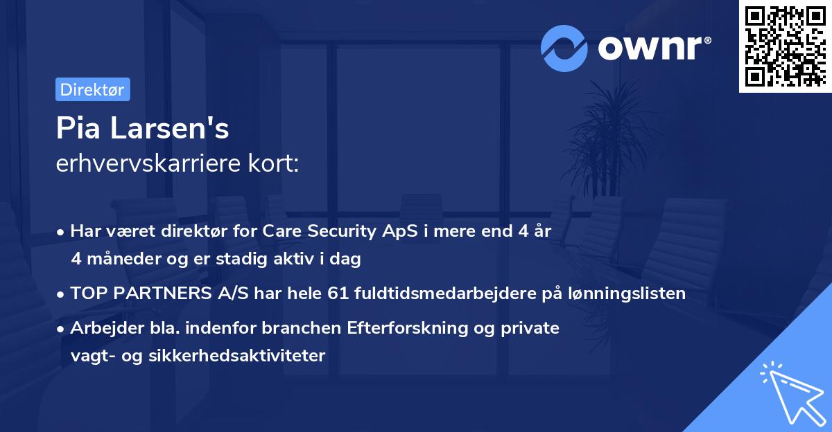 Pia Larsen's erhvervskarriere kort