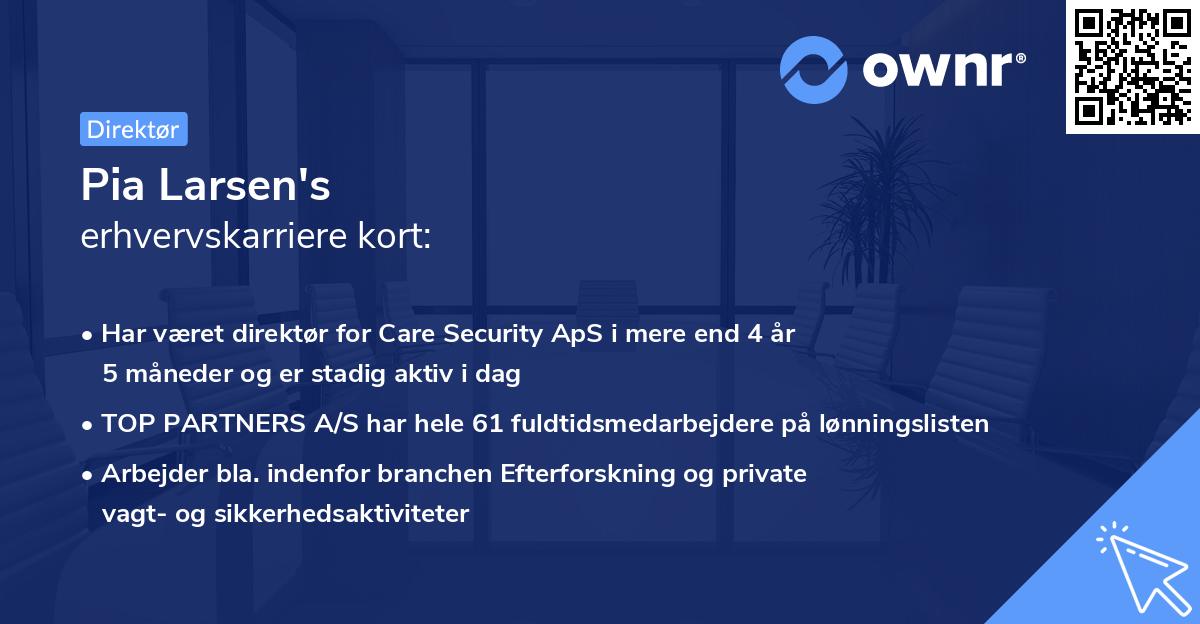Pia Larsen's erhvervskarriere kort