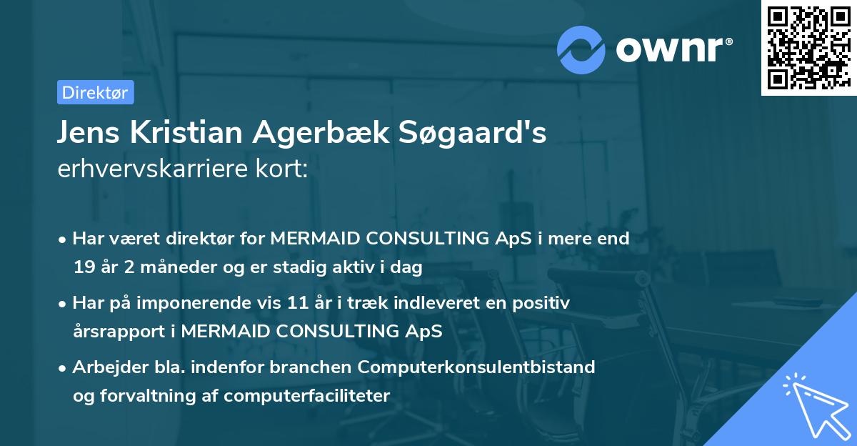 Jens Kristian Agerbæk Søgaard's erhvervskarriere kort