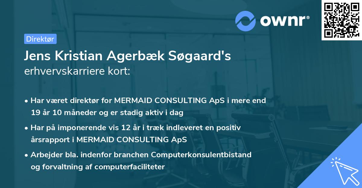 Jens Kristian Agerbæk Søgaard's erhvervskarriere kort