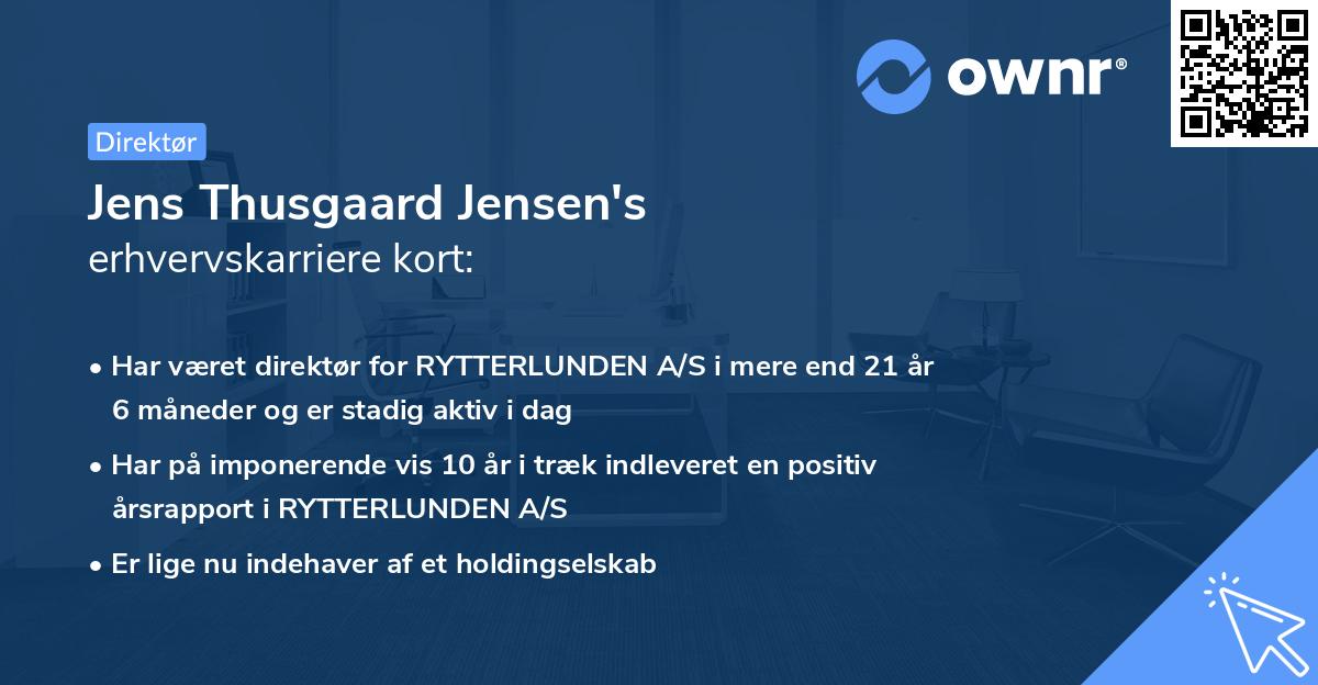 Jens Thusgaard Jensen's erhvervskarriere kort