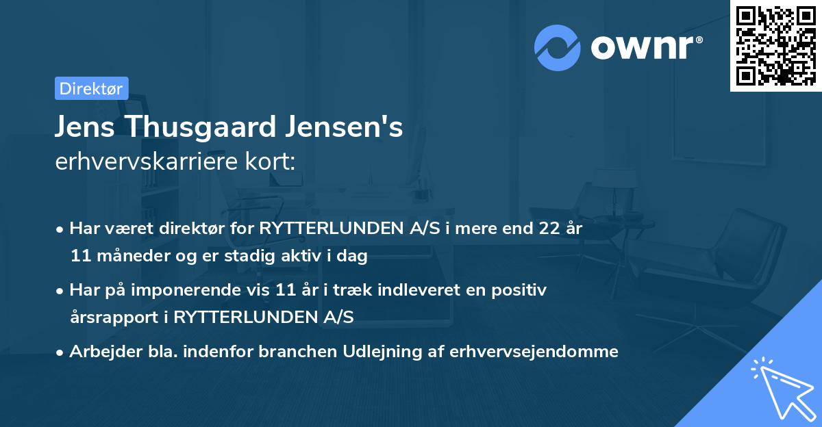 Jens Thusgaard Jensen's erhvervskarriere kort