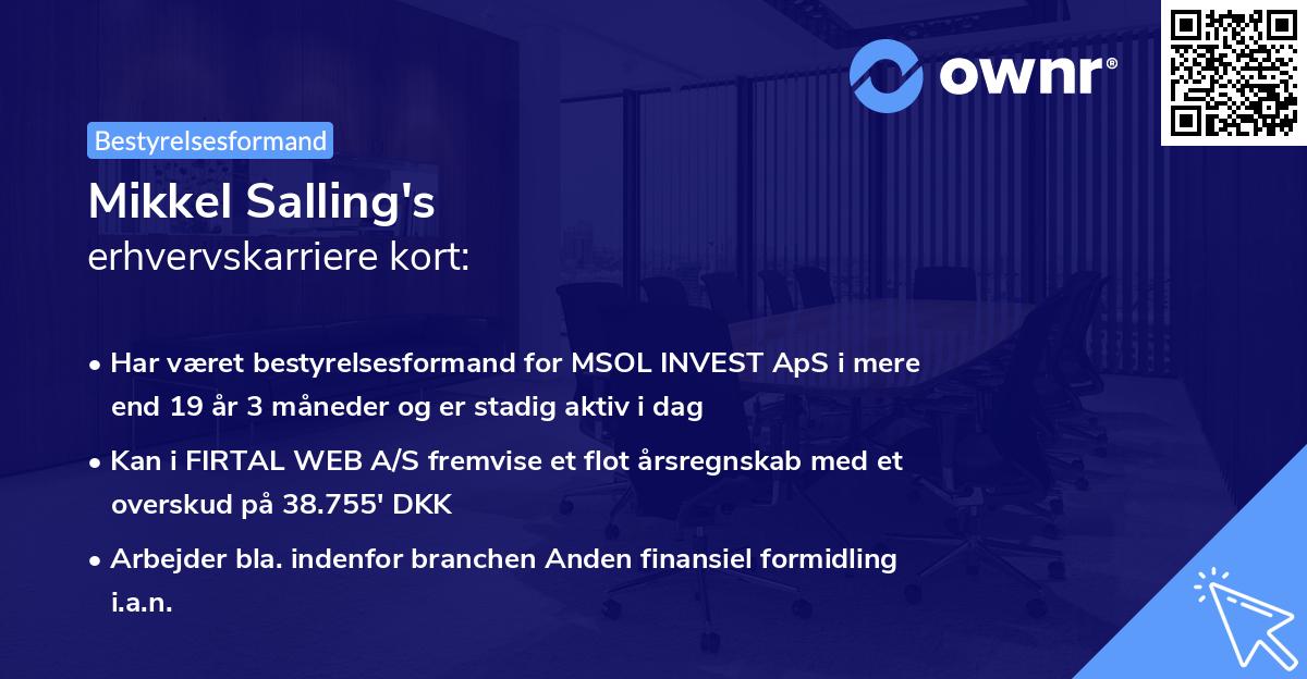 Mikkel Salling's erhvervskarriere kort