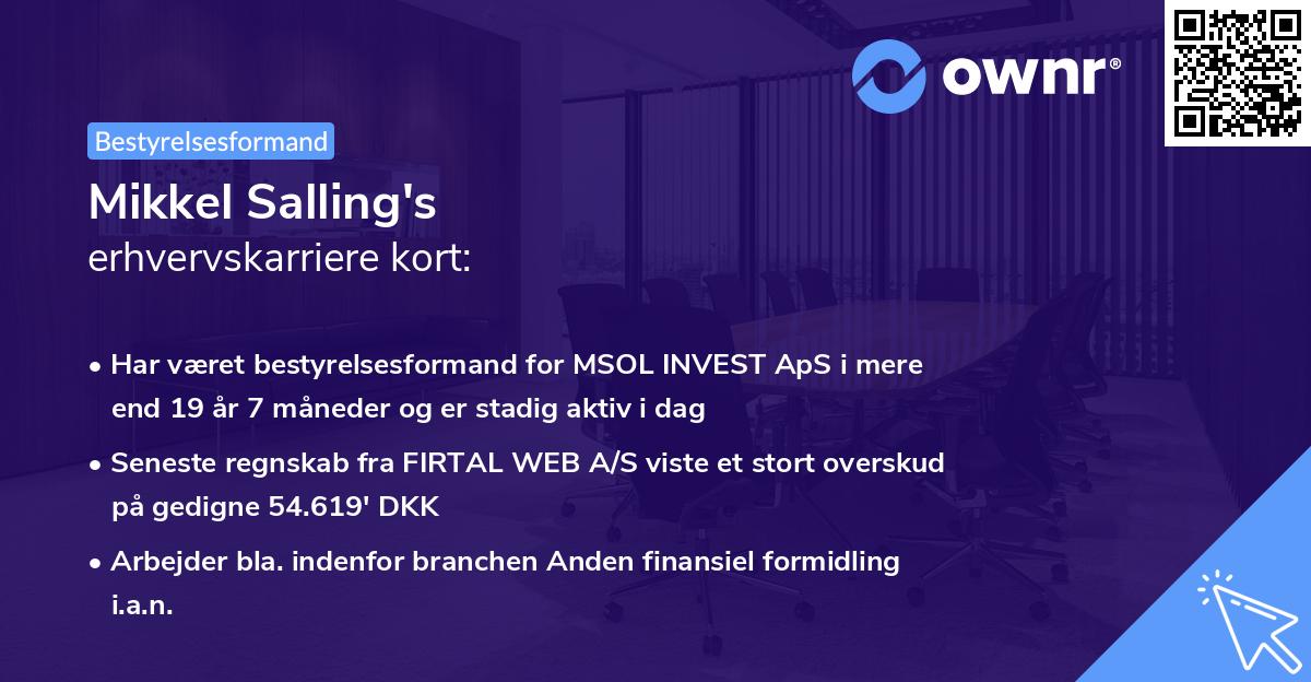 Mikkel Salling's erhvervskarriere kort