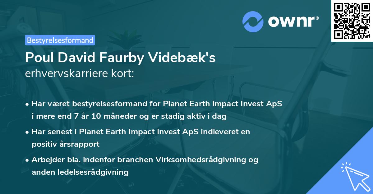 Poul David Faurby Videbæk's erhvervskarriere kort