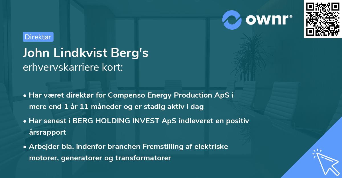 John Lindkvist Berg's erhvervskarriere kort
