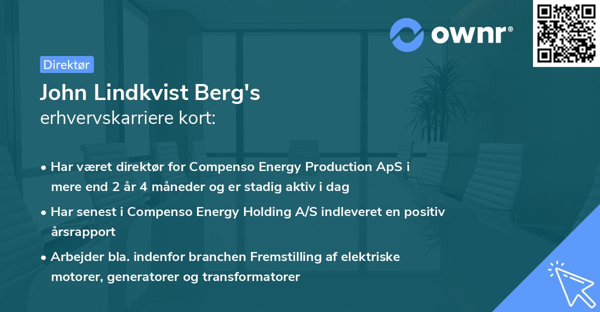 John Lindkvist Berg's erhvervskarriere kort