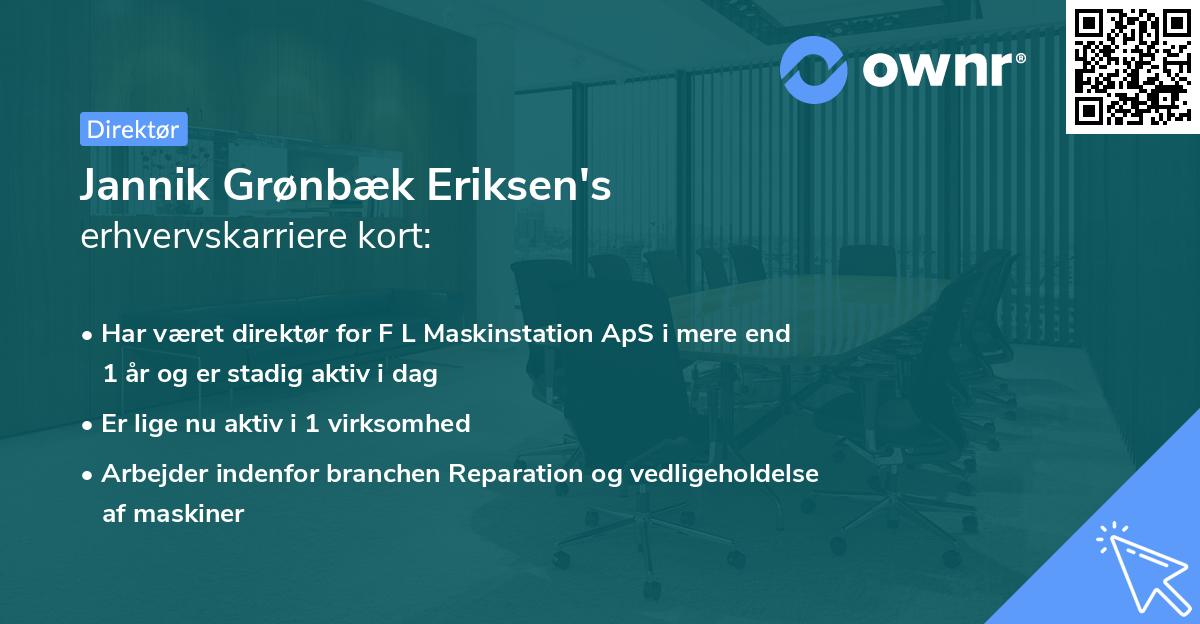 Jannik Grønbæk Eriksen's erhvervskarriere kort
