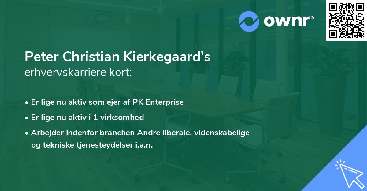 Peter Christian Kierkegaard's erhvervskarriere kort