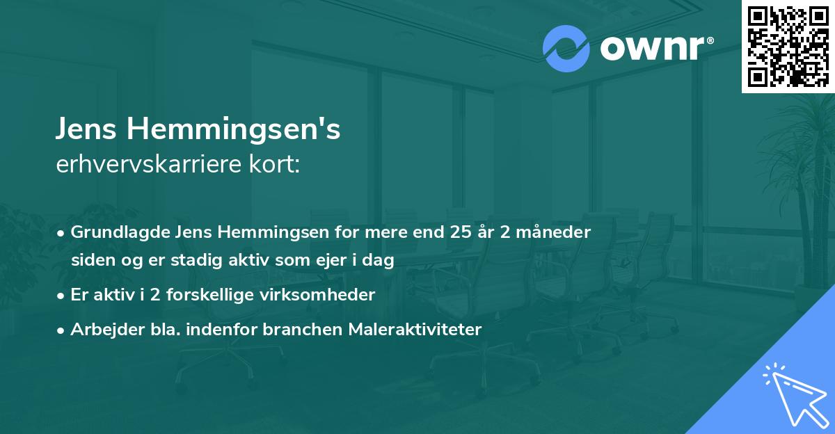 Jens Hemmingsen's erhvervskarriere kort