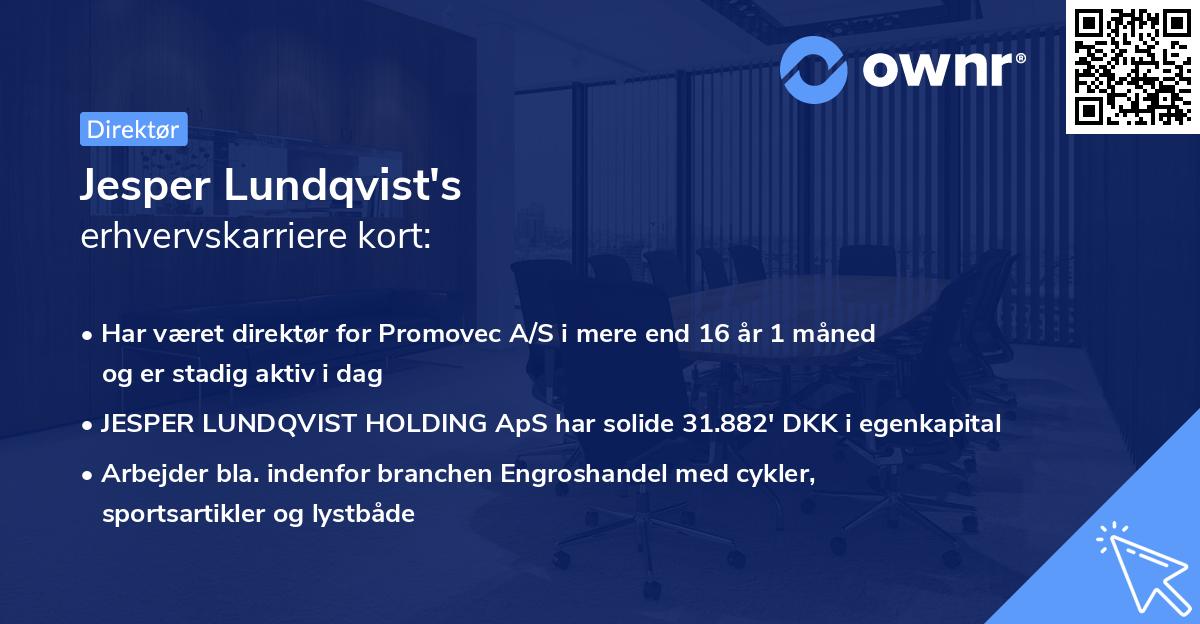 Jesper Lundqvist's erhvervskarriere kort