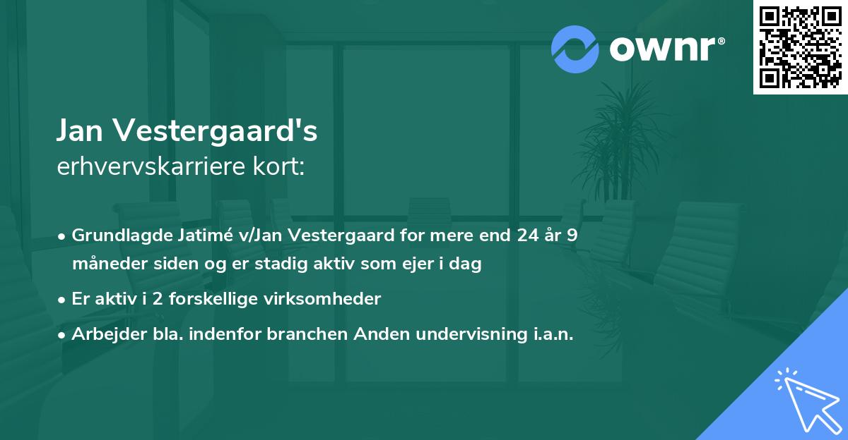 Jan Vestergaard's erhvervskarriere kort